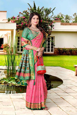 jayant creation Printed Bollywood Silk Blend Saree(Pink)