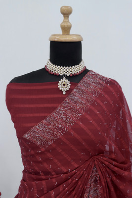 ZOYAL ENTERPRISE Embellished Bollywood Georgette Saree(Maroon)