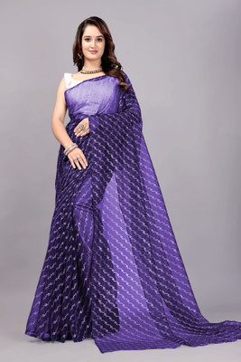 SROLY Printed Bollywood Net Saree(Purple)