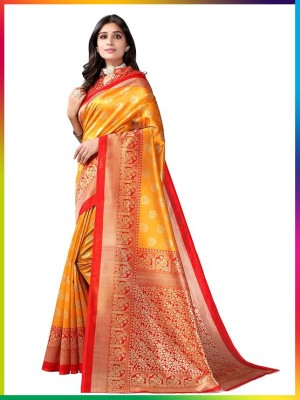 Amisha Printed Bollywood Silk Blend Saree(Multicolor)