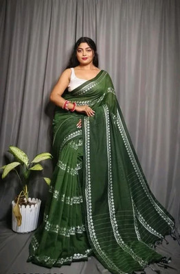 SSK Self Design Bollywood Cotton Blend Saree(Black)