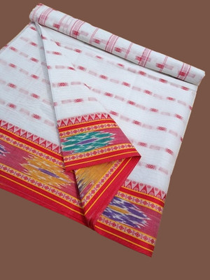 Priyongboda Woven Tant Cotton Blend Saree(White)