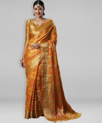 Divastri Woven Banarasi Organza Saree(Yellow)