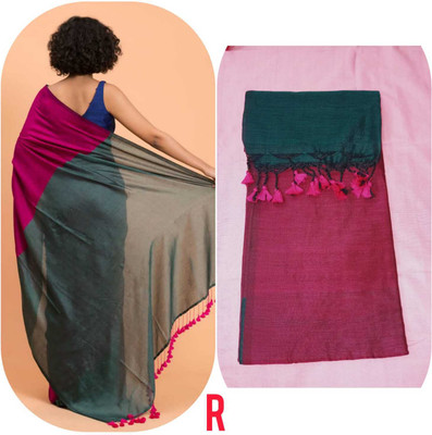 BRYNBRIT Woven Daily Wear Cotton Blend Saree(Multicolor)