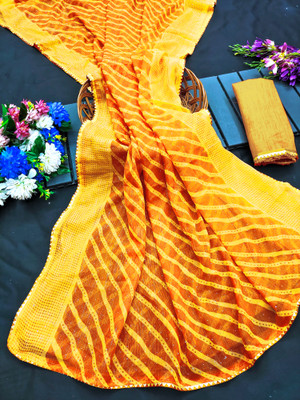 Sareez House Printed, Solid/Plain Bollywood Georgette Saree(Yellow)