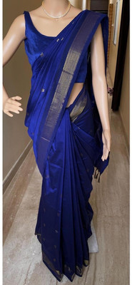 Julee Self Design Banarasi Silk Blend Saree(Blue)