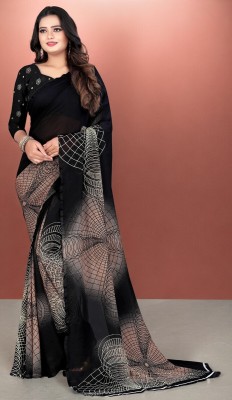 Leelavati Printed Daily Wear Georgette Saree(Black)