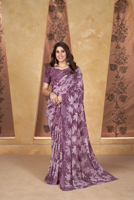 mashha creation Printed Bollywood Georgette Saree(Purple)