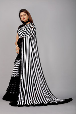 Glamour Hub Solid/Plain, Printed Daily Wear Georgette Saree(Black)