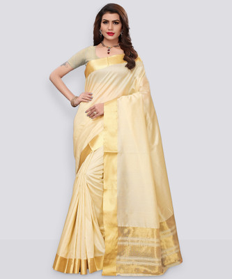 YASHIKA Woven Daily Wear Cotton Silk Saree(Cream)