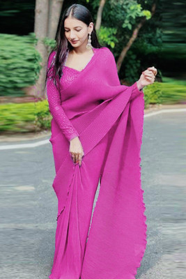 HK TEX Embroidered Berhampuri Georgette Saree(Pink)