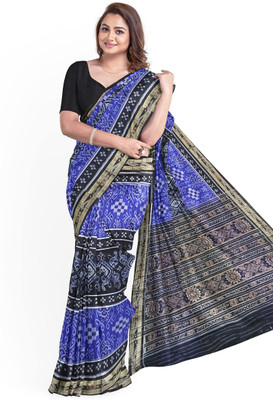 handloom paridhaan Woven Handloom Cotton Silk Saree(Blue)