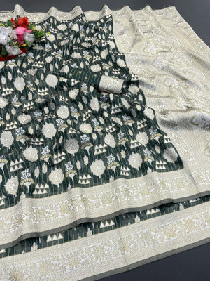 AAINA CREATION Printed Bollywood Tissue Saree(Light Green)