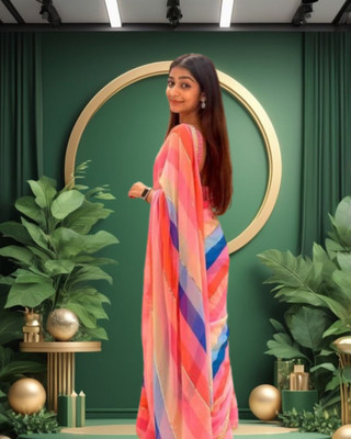 JAYAMENTERPRISE Striped Bollywood Georgette Saree(Multicolor)