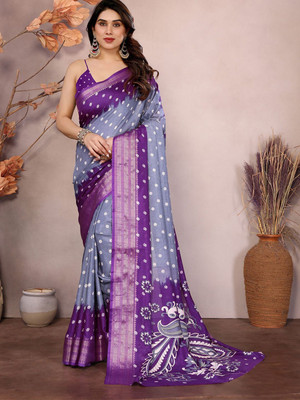 Moda Rapido Printed Bandhani Silk Blend Saree(Multicolor)