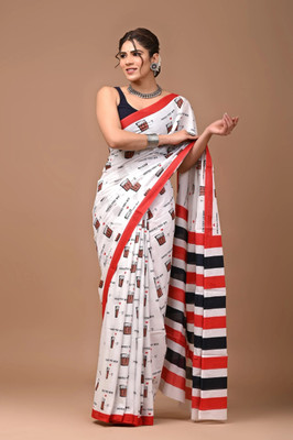 Priyongboda Woven Jamdani Handloom Cotton Blend Saree(Multicolor)