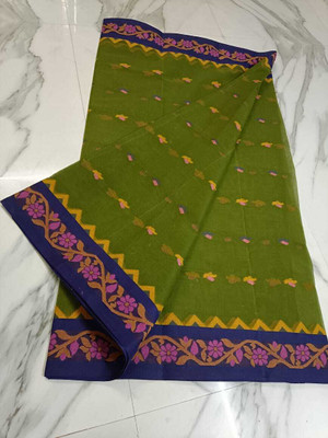 Kanokanjoli Woven Jamdani Handloom Cotton Blend Saree(Multicolor)