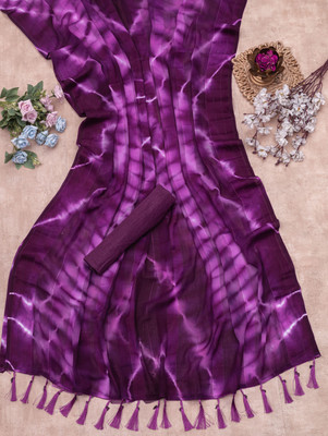 SHIVGANN Solid/Plain Bollywood Chiffon Saree(Purple)