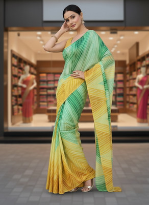 Sariya Printed Leheria Georgette Saree(Green)