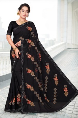 AYUSHMAN SURAT TETILE Embellished Bollywood Georgette Saree(Black)