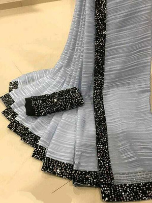 Albira Creation Embellished Banarasi Chiffon Saree(Grey)