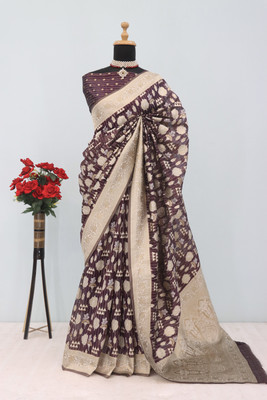 AAINA CREATION Printed Bollywood Tissue Saree(Purple)