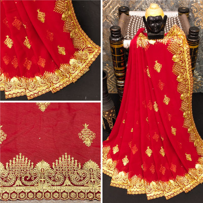 KHRITI FAB Georgette Embroidered Blouse Material