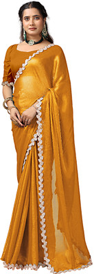 Virendra Textiles Self Design Bollywood Satin Saree(Yellow)
