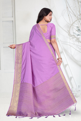 Aarunika MT Woven Bollywood Pure Silk Saree(Purple)