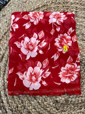 bhavika silk mills Floral Print Daily Wear Georgette Saree(Red)