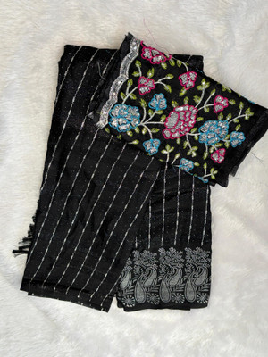 Sitanjali Embroidered Bollywood Georgette Saree(Black)