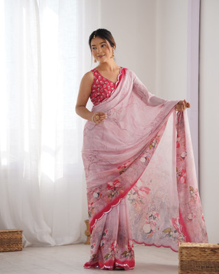 Moda Rapido Embroidered Bollywood Chiffon Saree(Silver)