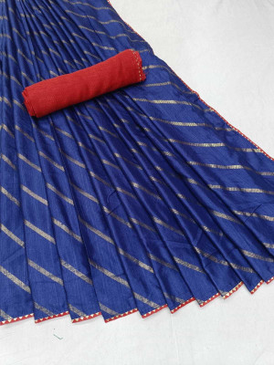 supalee tex Printed Leheria Silk Blend Saree(Dark Blue)