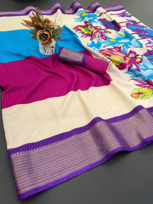 Aika Printed Bollywood Silk Blend Saree(Multicolor)