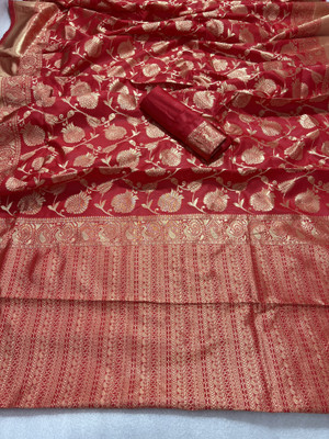 Shoponbit Self Design Bollywood Silk Blend Saree(Red)