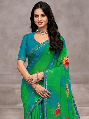 Sareemall Printed Bollywood Chiffon Saree(Light Green)