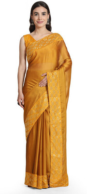 pUNYATHA CREATION Embellished Bollywood Crepe Saree(Mustard)