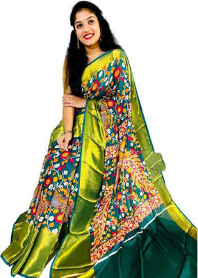 Sareez House Applique Daily Wear Georgette Saree(Green)