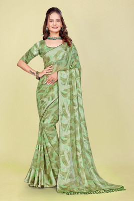 Nandita Printed Bollywood Satin Saree(Green)