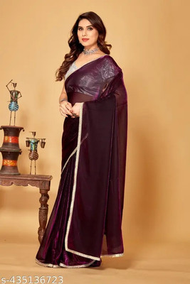 Online Bazaaar Self Design Bollywood Lycra Blend Saree(Purple)
