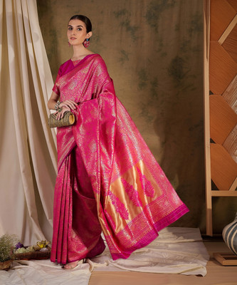 Sangria Woven Banarasi Silk Blend Saree(Pink)