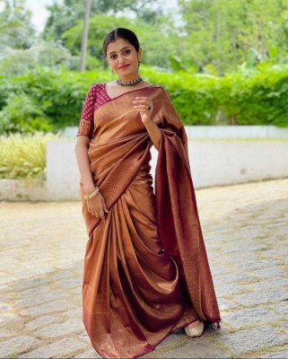 GATISHVAM TEXTILE Woven Banarasi Art Silk Saree(Maroon)