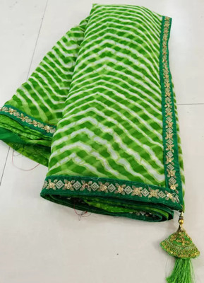 HouseOfCommon Striped Bollywood Georgette Saree(Green)