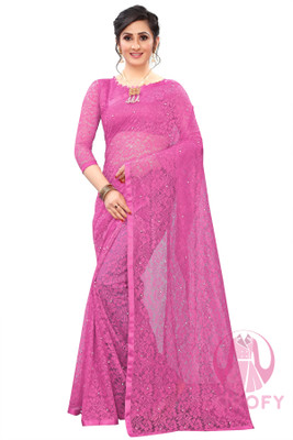 LOROFY Self Design Bollywood Net Saree(Multicolor)