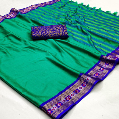 KHODALSAREEFEB Solid/Plain, Woven Sambalpuri Cotton Blend Saree(Yellow)