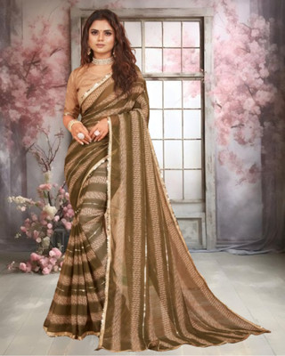 Jayu Digital Print Bandhani Georgette Saree(Green)