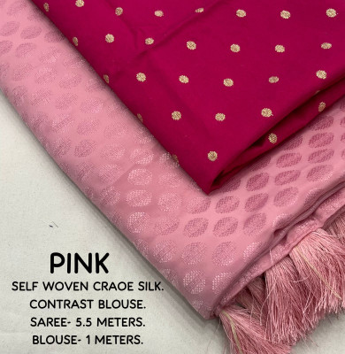 Dhanlaxmi CreationLLP Self Design, Woven Bollywood Crepe Saree(Pink)