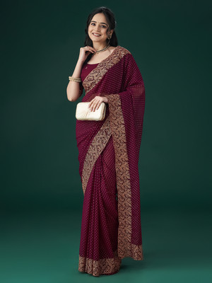KASEE Embroidered Daily Wear Georgette Saree(Maroon)