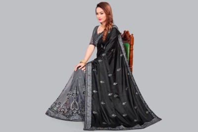 RamKrupa Creation Embroidered Bollywood Georgette Saree(Black)