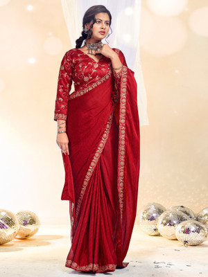 Sareemall Embellished Bollywood Chiffon Saree(Red)